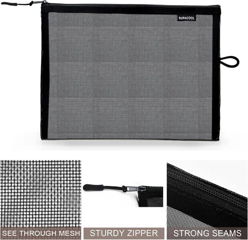 Vista 7 de SUPACOOL Bolsa de maquillaje de malla de viaje, bolsas organizadoras de cosméticos con cremallera, bolsas organizadoras de pañales, bolsa de nailon