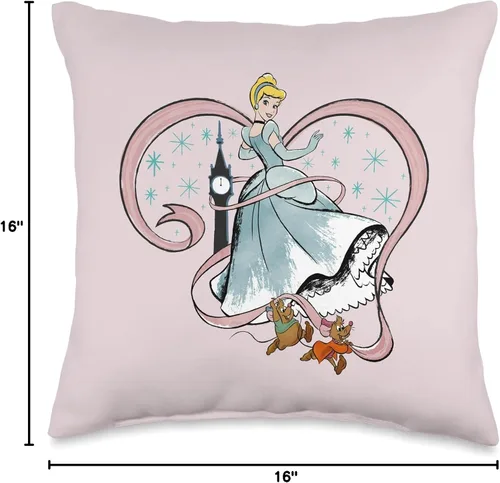 Vista 4 de Disney Almohada rosa con diseño de corazón de Cenicienta Princesa