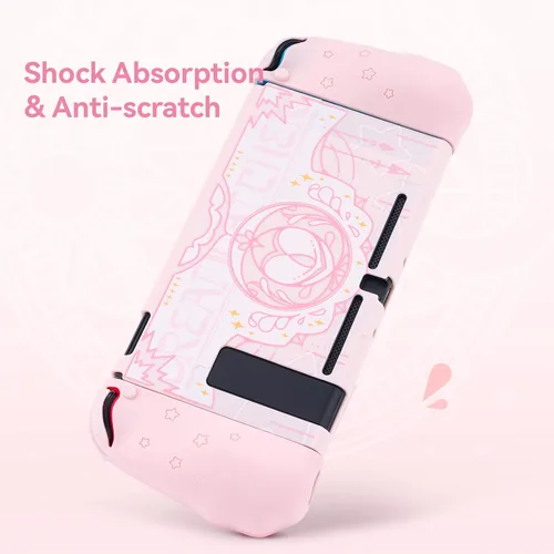 Vista 4 de GeekShare Juego de funda protectora, cubierta de muelle y empuñaduras para el pulgar compatible con Nintendo Switch, absorción de golpes