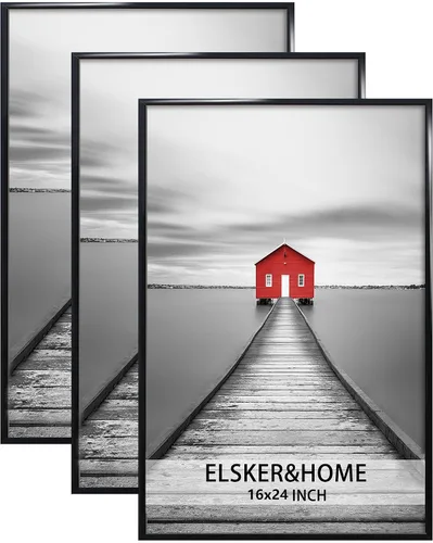 Vista 25 de ELSKER&HOME Marco de póster de 8 x 24 pulgadas, paquete de 3 portarretratos Negro