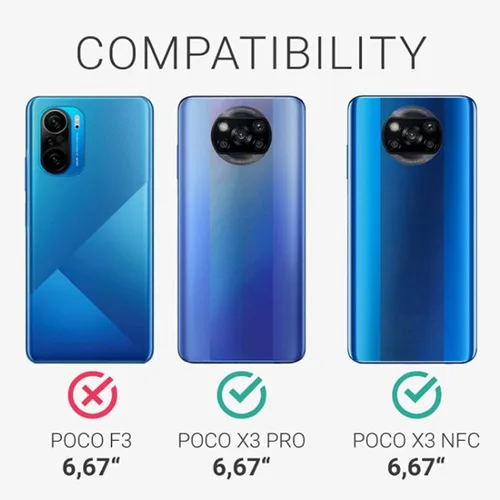 Vista 2 de Jeylly Funda para Xiaomi Poco X3 NFC con protector de pantalla de vidrio templado [2 paquetes], resistente a prueba de golpes, funda protectora