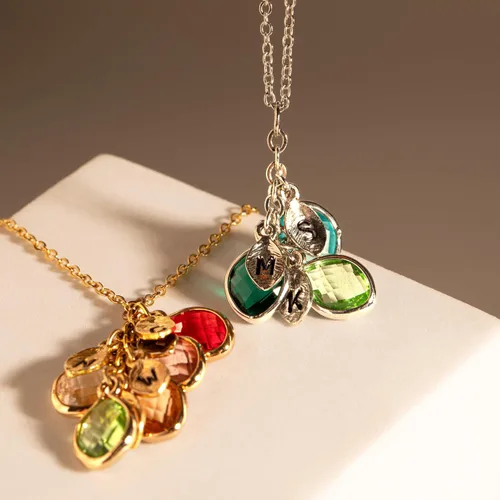 Vista 5 de MignonandMignon Birthstone Necklace for Grandma, Initial Necklaces for Women Personalized Jewelry for Women Birthstone Necklace, Grandkids Name