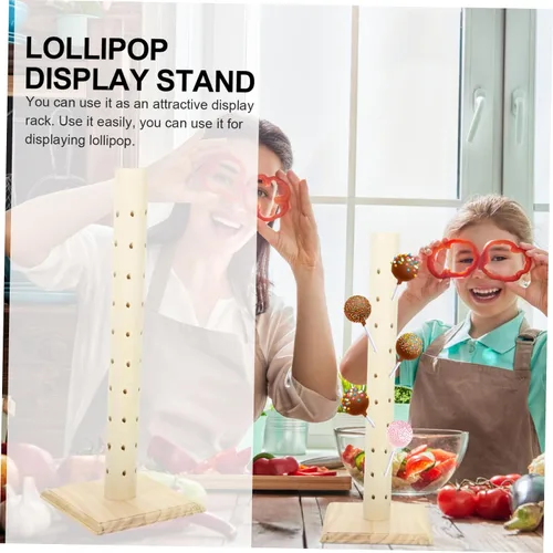 Vista 7 de 1 soporte de exhibición de paletas de madera, soporte resistente para postres para fiestas y eventos, práctico estante de presentación de dulces