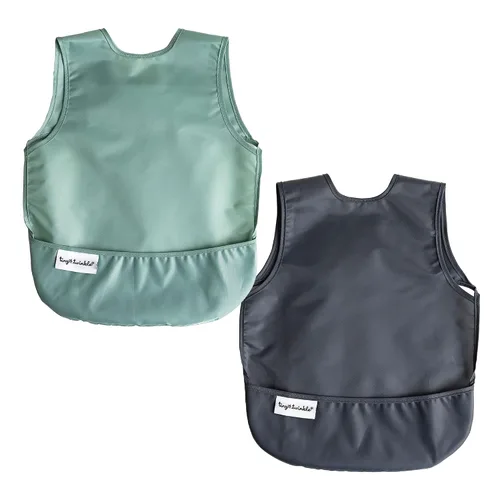 Vista 14 de Tiny Twinkle Baberos para bebé a prueba de desorden Paquete de 2 baberos impermeables para comer Delantal de bebé para alimentación, lavable a