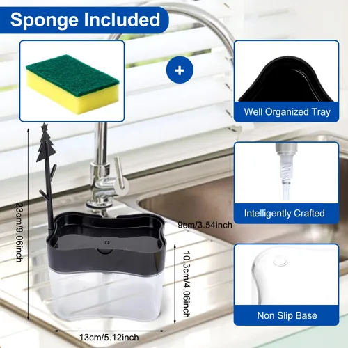 Vista 2 de Dispensador de jabón para platos de alta calidad, dispensador de jabón de cocina para encimera, dispensador de jabón para lavar platos de fregadero