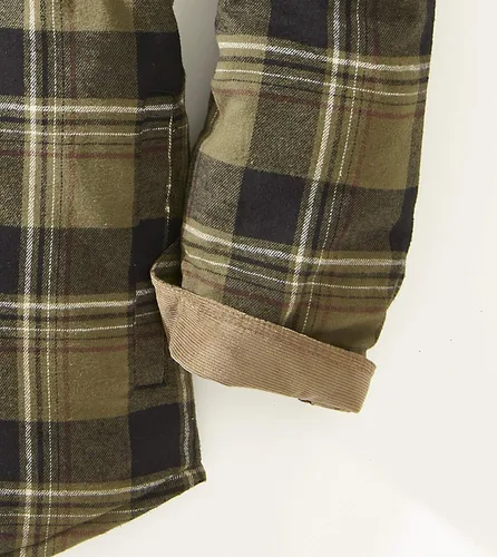 Vista 4 de Venado Chaqueta a cuadros para hombre, manga larga, forro de franela cepillada, resistente