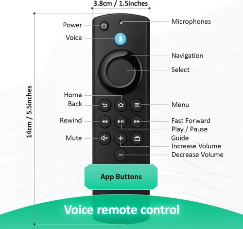 Vista 5 de Control remoto de voz de repuesto para todos los cubos de TV de la serie Fire-Series/FireStick, compatible con FireStick 4K Max/4K/Fire Negro