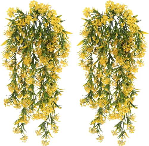 Vista 9 de RECUTMS Plantas colgantes de imitación, 4 unidades, resistentes a los rayos UV, realistas, helecho boston, gran drapeado, vegetación falsa, hiedra