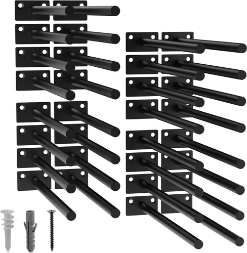 Vista 28 de 12-Pack 10 inch Floating Shelf Brackets, Hidden Shelf Bracket for Wood Negro-paquete de 12