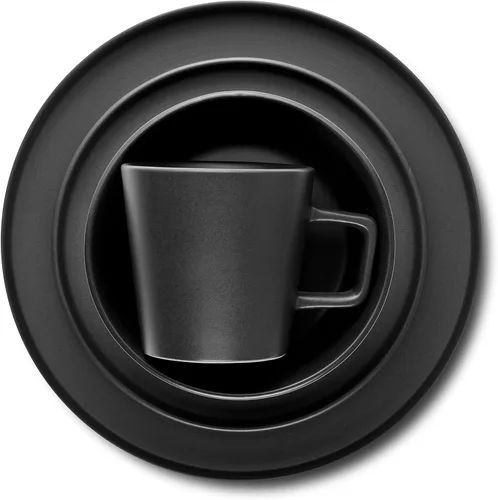 Vista 9 de Stone Lain Celina - Juego de vajilla de gres de 16 piezas, platos y cuencos, vajilla negra mate, servicio para 4, estilo redondo minimalista, apto