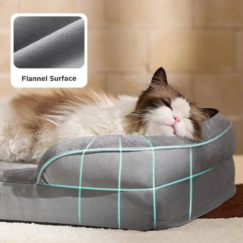Vista 6 de Bedsure - Cama para gatos de interior, sofá cama lavable para perros muy pequeños, espuma de soporte con funda extraíble y lavable, forro Gris