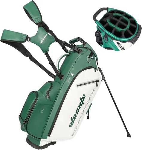Vista 11 de WOSOFE PU Golf Bag with 6/14 Way Top Dividers Automatically Adjustable Dual Straps Elegant Design for Men Women Pu Golf Stand Bag with Multiple
