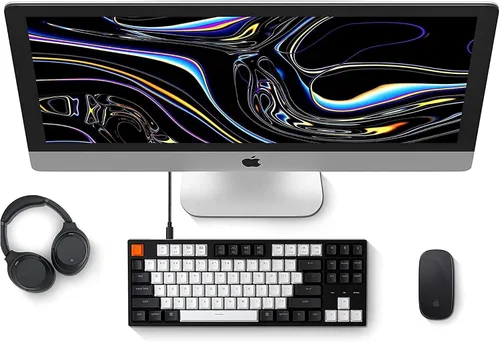 Vista 6 de Keychron C1 Mac Layout - Teclado mecánico con cable, interruptor azul Gateron G Pro, teclas ABS sin llave de 87 teclas, teclado de computadora