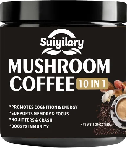 Vista 9 de Suiyilary Matcha de hongos, té matcha ceremonial en polvo con 7 hongos superalimentos, sin gluten, sabor genial matcha caliente o frío último, 5.29