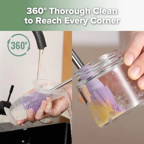 Vista 3 de haakaa Cepillo de Limpieza Cepillo de Silicona para Biberones de Doble Punta con Cerdas Suaves de Silicona para Extractores de Leche Materna