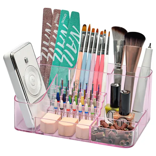 Vista 15 de CGBE Organizador para brocas de taladro de uñas, organizador de 28 agujeros para brocas de uñas, organizador profesional de herramientas para uñas
