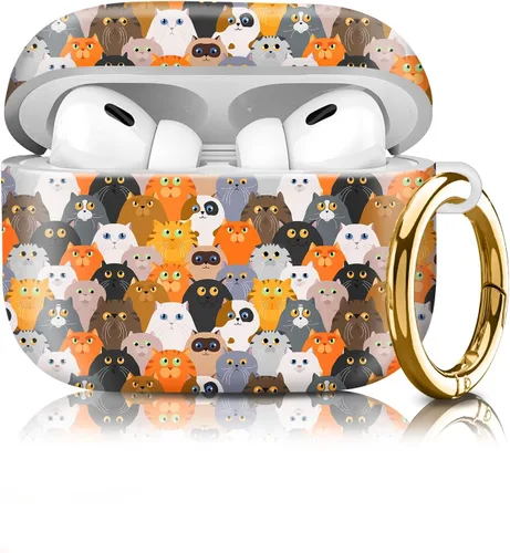 Vista 11 de Funda compatible con AirPod Pro de 2ª/1ª generación, ligera y duradera, resistente con llavero, diseño elegante funda para AirPod para mujer