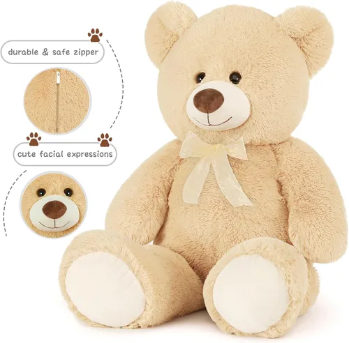 Vista 2 de Toys Studio - Adorable oso de peluche gigante, de 36 pulgadas, color gris, felpa suave, para novias y niñas
