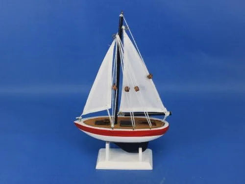 Vista 8 de USA Sailer 9" - Pequeño velero de madera - Modelo de decoración de velero - Nautical Them