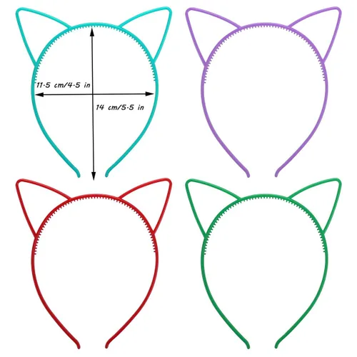 Vista 3 de Tbestmax 24 diademas de plástico para orejas de gato aros para el pelo decoración diaria fiesta conejo gato lazo accesorios para mujeres y niñas uso