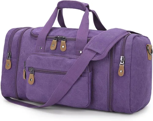 Vista 18 de Gonex Canvas Duffle Bag, Expandable 50L Travel Overnight Weekender Bag Verde militar
