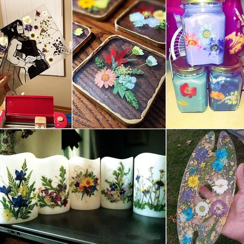 Vista 7 de BIHRTC 100 hojas secas prensadas naturales, hojas secas prensadas, girasoles, crisantemo, margaritas para manualidades, resina, joyería, fabricación