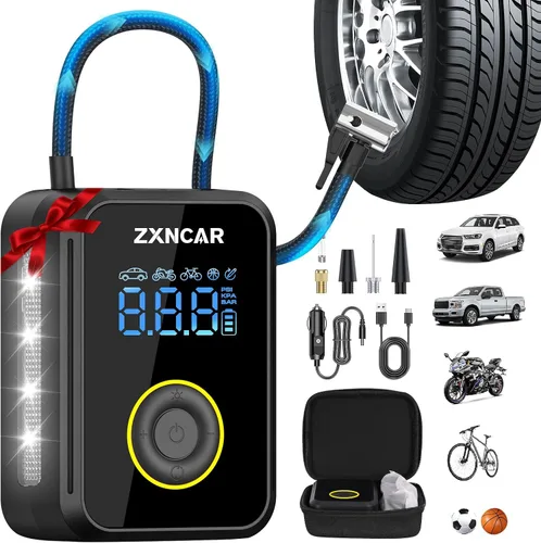 Vista 9 de Inflador inteligente de neumáticos de inflado rápido, compresor de aire portátil, batería recargable inalámbrica y bomba de aire automática de 12 V