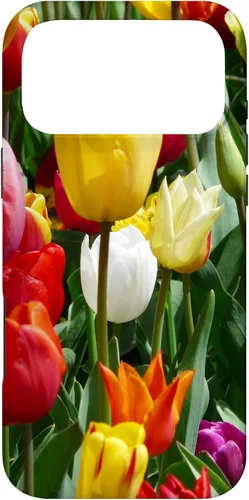Vista 22 de Funda botánica para iPhone 17 con flores coloridas y tulipanes para amantes de las plantas