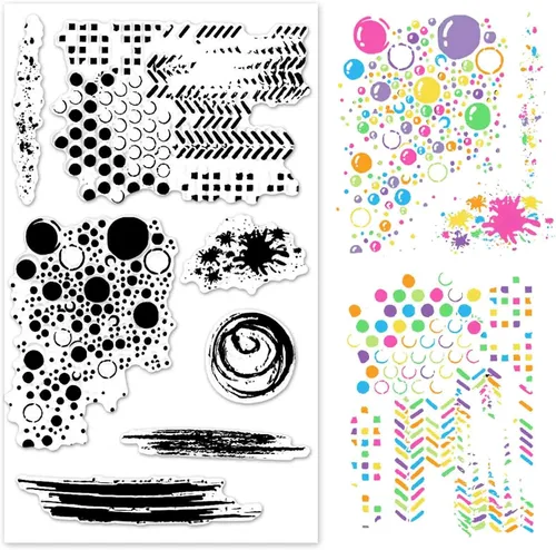 Vista 9 de Dibujo de líneas creativas, bonitos patrones de escena, sellos transparentes para decoración de tarjetas, álbumes de recortes, líneas simples