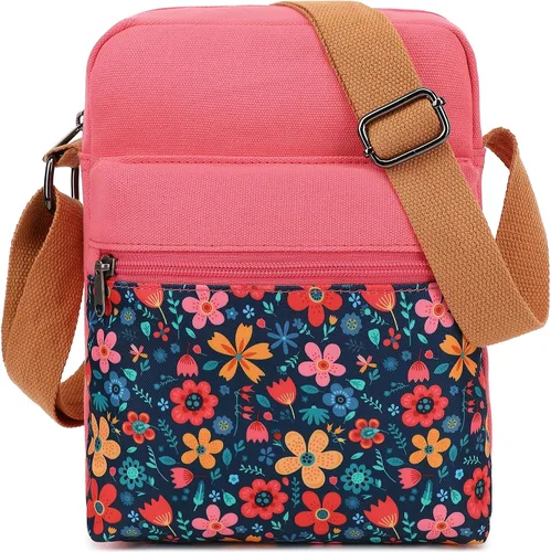Vista 26 de Leaper - Juego de estuche y cartera bandolera de lona para niñas y mujeres A-verde azulado-r