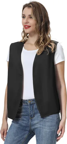 Vista 4 de TopTie Chaleco unisex sin bolsillo, chaleco victoriano, chaleco campesino, chaleco de trabajo voluntario Negro1
