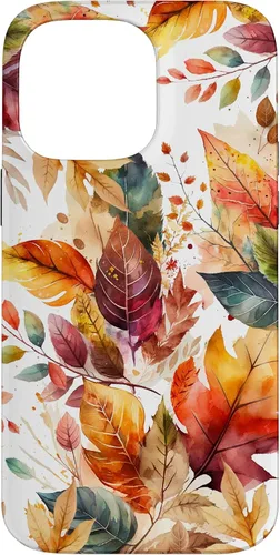 Vista 21 de Funda para iPhone 16 Aesthetic Autumn Fall Colorful Leaves Watercolor Art