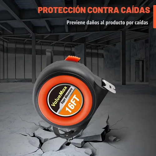 Vista 5 de ValueMax - Cinta métrica retráctil, paquete de 6 unidades, 16 pies Negro