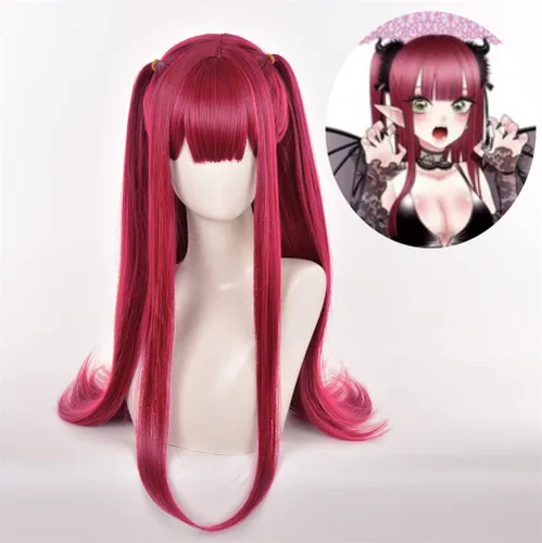 Vista 3 de SisiruKou Peluca larga y recta de anime roja uva para disfraz de Halloween