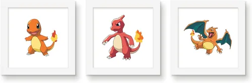Vista 6 de Gallery Pops Pokémon - Charmander Evolutions - Paquete de arte de pared (paquete de 3) arte de pared Gallery Pops, versión enmarcada en negro