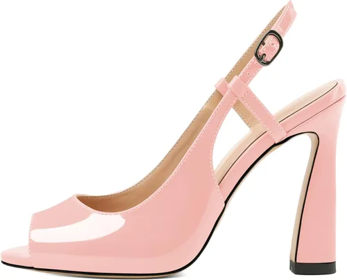 Vista 2 de Joseywade Zapatos de vestir de tacón alto con tacón alto y puntera abierta para mujer, sandalias de tacón alto de 4 pulgadas