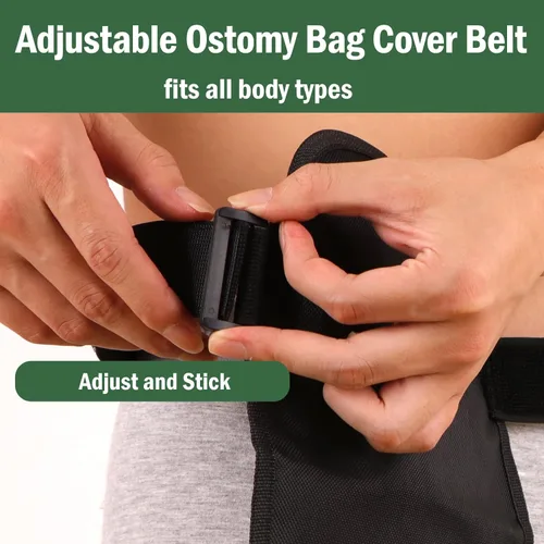 Vista 3 de Impermeable Colostomía Bolsa Cubierta Cinturón Ostomía Bolsa Cubre Protector Estoma Ajustable Urostomía Bolsa Suministros Negro + Azul