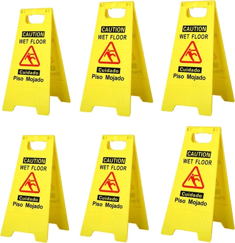 Vista 8 de CERLMLAND Señal de precaución mojada para piso, plegable, resistente, bilingüe de doble cara, letreros de advertencia de seguridad para uso