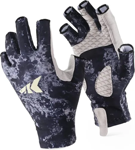 Vista 17 de KastKing La Sal Guantes de pesca UPF50+ Guantes de sol Guantes de protección UV Guantes sin dedos para hombres y mujeres para exteriores, kayak
