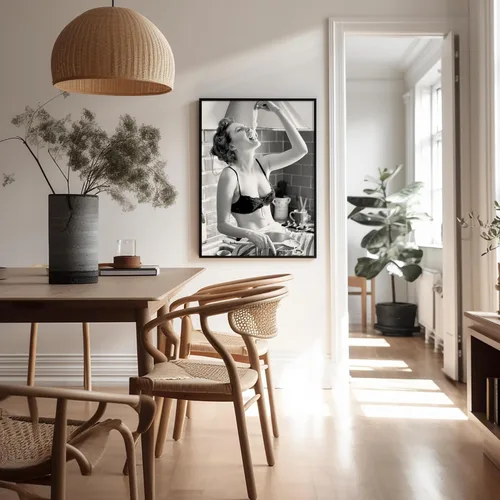 Vista 5 de Poster Master Póster con estampado de chica espagueti, cómete la pasta, arte de fotografía de moda, regalo para hombres y mujeres, decoración