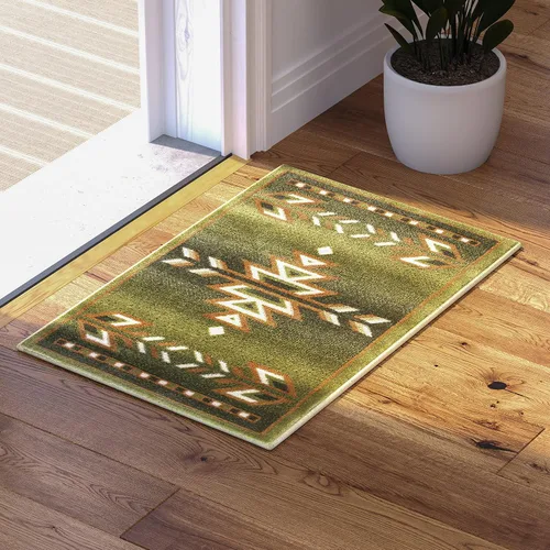 Vista 3 de Masada Masada Rugs Southwest - Alfombra nativa americana de 2 x 3 pies, color verde