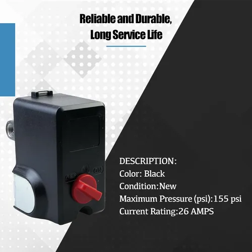 Vista 4 de Interruptor de presión mejorado 120/240 voltios apto para Condor MDR 11/11 EA, 26 amperios 120-155 PSI