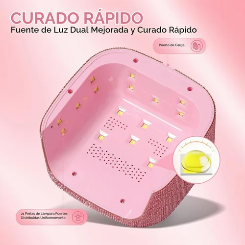 Vista 2 de 48W UV LED Nail Lamp Mini Nail Dryer for Gel Polish Pink Diamond