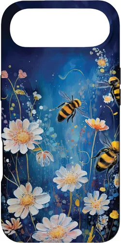 Vista 27 de Bees and Wildflowers on Dark Blue Case for iPhone 17