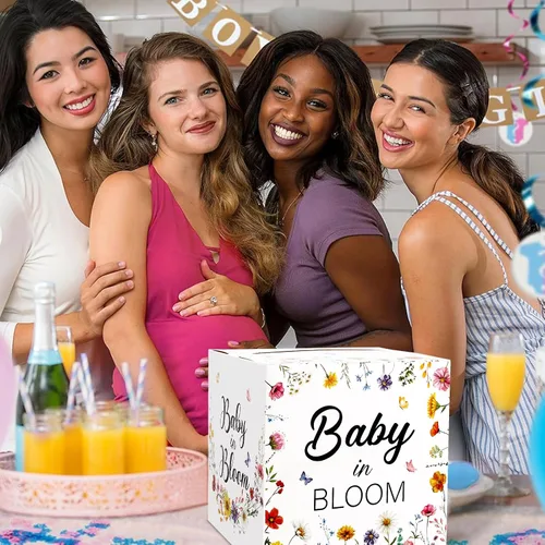 Vista 4 de Fowecelt Baby in Bloom - Caja de tarjetas de fiesta, decoración de baby shower, recuerdos de fiesta, decoraciones de baby shower para niña, caja