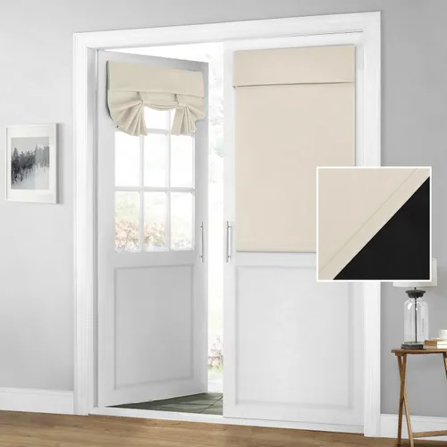 Vista 55 de HOMEIDEAS Cortinas 100% Opacas para Luces Laterales de Puerta Principal, Cubierta de Ventana de Puerta de Aula, Persianas de Privacidad