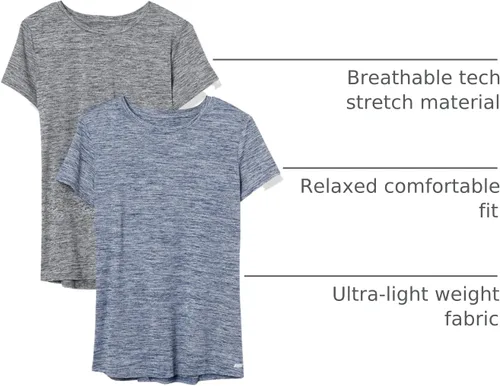 Vista 23 de Amazon Essentials Camiseta de manga corta con cuello redondo para mujer, de secado rápido, para entrenamiento, gimnasio, paquete múltiple