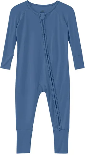 Vista 11 de Pijama de viscosa de bambú sin pies para niños y niñas, pijamas con cremallera para dormir y jugar, mameluco - 0-24 meses