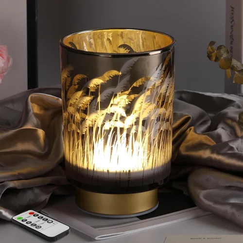 Vista 14 de Eywamage Pequeña lámpara de mesa con pilas con control remoto, lámpara de cristal inalámbrica de ciervo del bosque para dormitorio, sala de estar