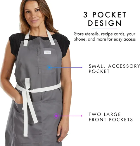 Vista 5 de Cosmic Aprons 34" x 26" Craft or Kitchen and Chef Aprons, and Cotton Chef Beanies with 9 to 12-Inch Base